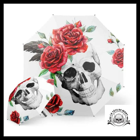 Parapluie Tête de Mort Et Roses
