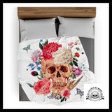Plaid Crâne Fleuri