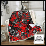 Plaid Tête de Mort Rouge