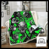 Plaid Tête de Mort Verte
