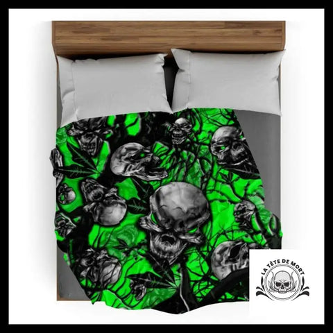 Plaid Tête de Mort Verte