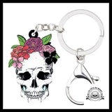 Porte-clé Tête de Mort Couronne Fleur