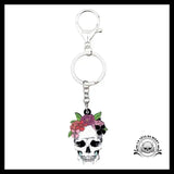 Porte-clé Tête de Mort Couronne Fleur