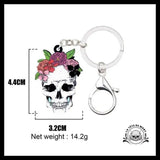 Porte-clé Tête de Mort Couronne Fleur