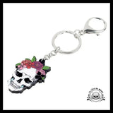 Porte-clé Tête de Mort Couronne Fleur