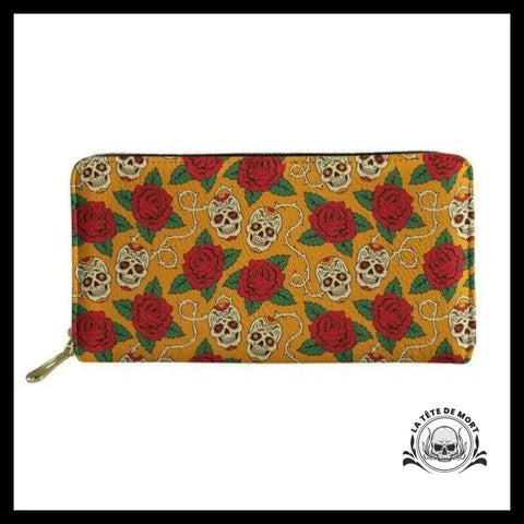 Portefeuille Crânes Mexicains en Fleurs
