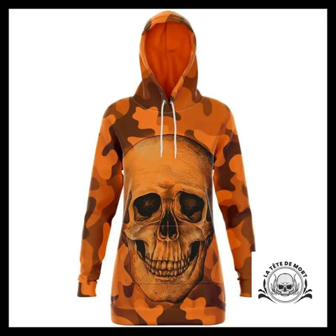 Robe Pull Orange Tête de Mort