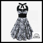 Robe Tête de Mort Feuillage Noir et Blanc