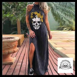 Robe Tête de Mort Fleurie Jaune
