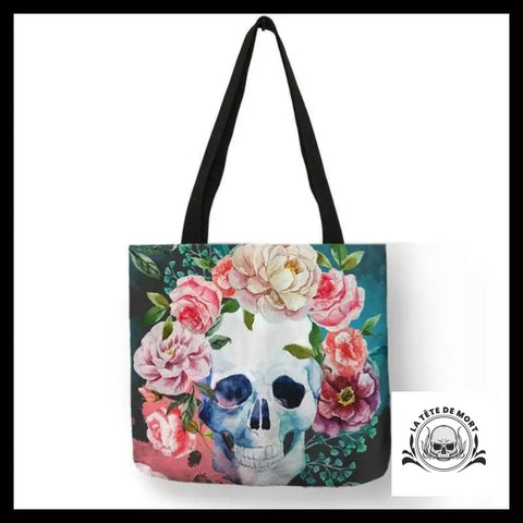 Sac à Main Tête de Mort Couronne Fleurs