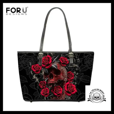 Sac à Main Tête de Mort Roses Rouge