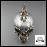 Sculpture Tête de Mort Crâne en feu Argent