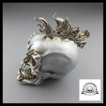 Sculpture Tête de Mort Crâne en feu Argent