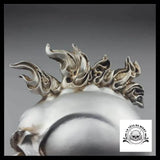 Sculpture Tête de Mort Crâne en feu Argent