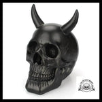 Sculpture Tête de Mort Crâne Noire Diable