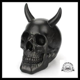 Sculpture Tête de Mort Crâne Noire Diable