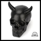 Sculpture Tête de Mort Crâne Noire Diable