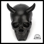 Sculpture Tête de Mort Crâne Noire Diable