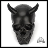 Sculpture Tête de Mort Crâne Noire Diable