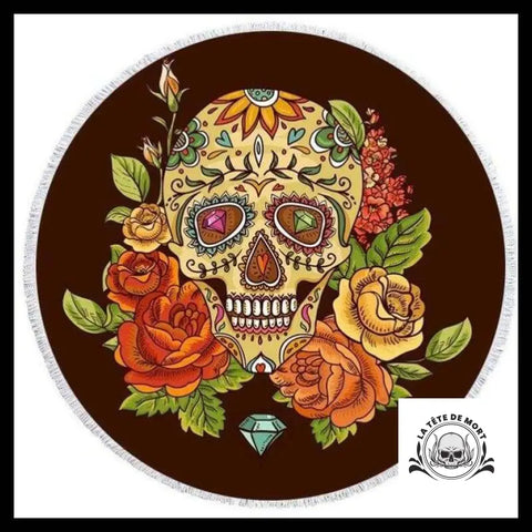 Serviette Crâne Mexicain Fleurs
