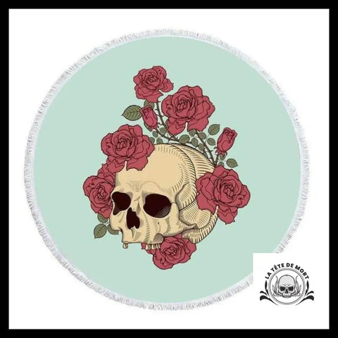 Serviette de Plage Crâne avec Fleurs