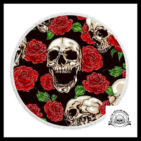 Serviette de Plage Tête Mort Fleurie