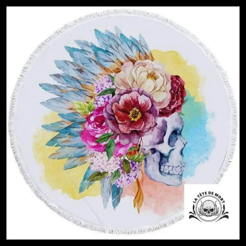 Serviette Tête de Mort Fleurie