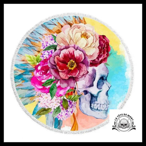 Serviette Tête de Mort Fleurs