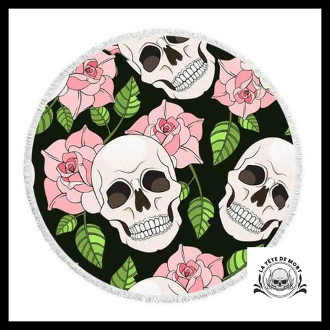 Serviette Tête de Mort Avec Fleurs