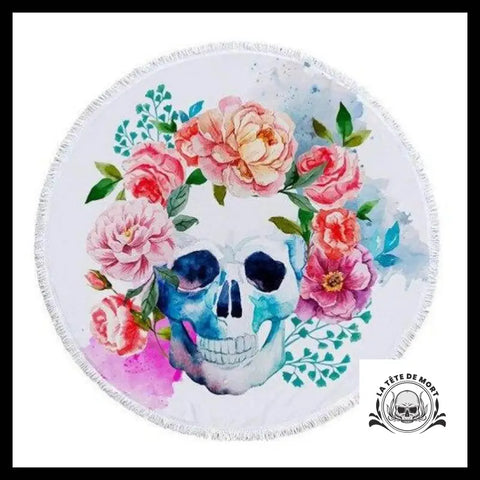 Serviette Tête de Mort Et Roses