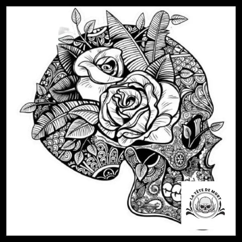 Sticker Crâne Fleuri