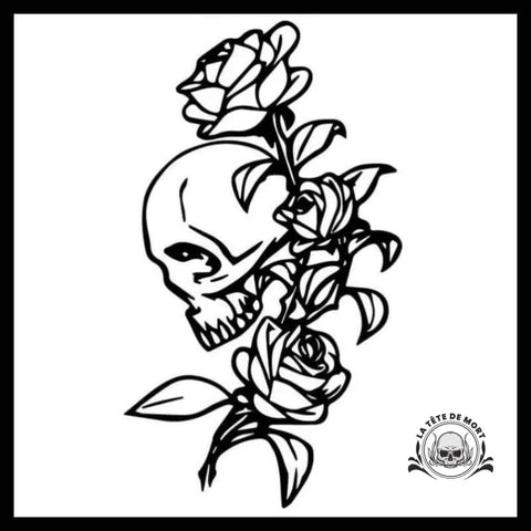 Sticker Tête de Mort et Rose