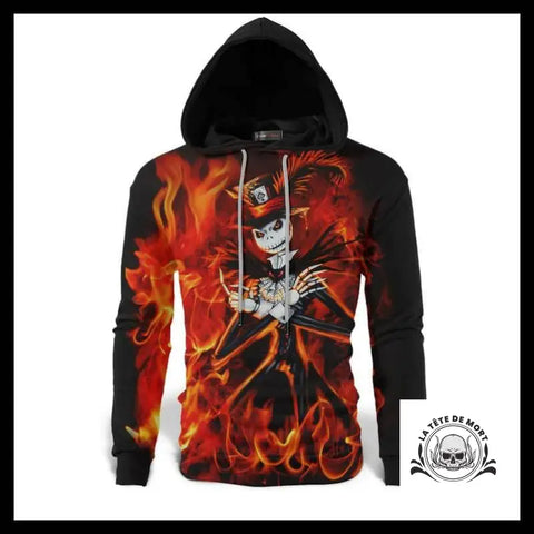 Sweat Squelette en Flammes