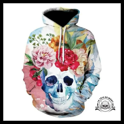 Sweat Tête de Mort Crâne Fleuri