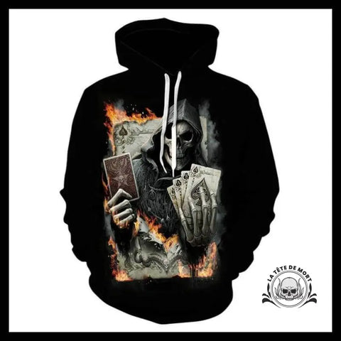 Sweat Tête de Mort Faucheuse Cartes