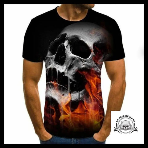 T-shirt Crâne Flammes