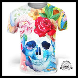 T-Shirt Crâne Fleurs