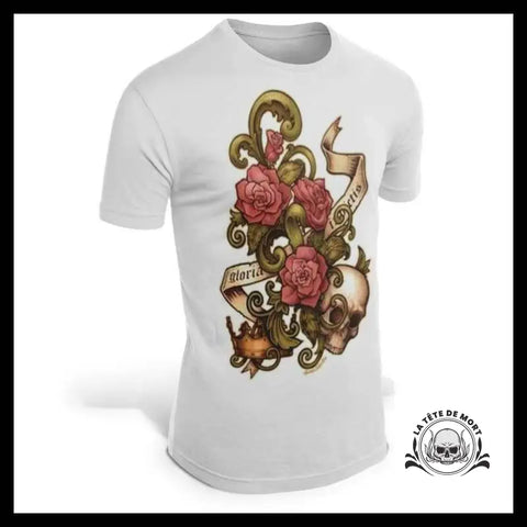 T-Shirt Crâne Et Fleurs