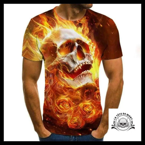 T-shirt Crâne Roses de Flamme