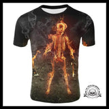 T-shirt Squelette en feu