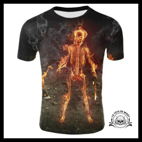 T-shirt Squelette en feu