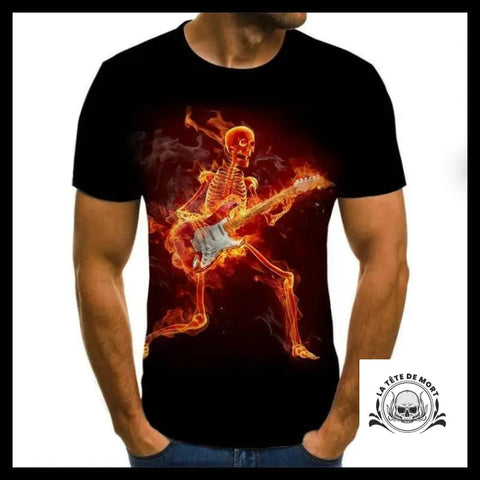 T-shirt Squelette Rockeur