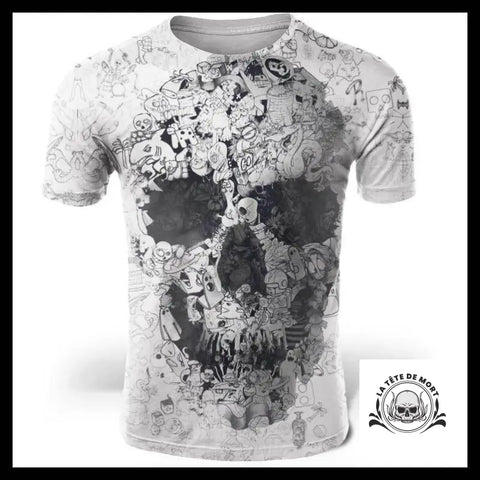 T-Shirt Tête de Mort Blanche