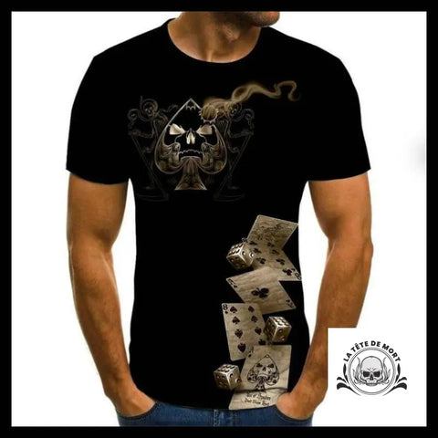 T-shirt Tête de Mort Cartes et Dés