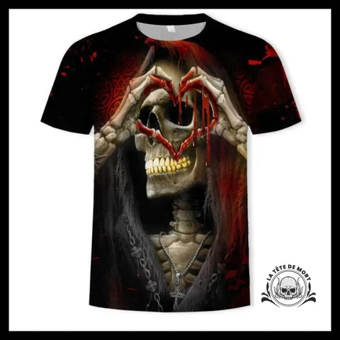 T-shirt Tête de Mort Coeur Sanglant