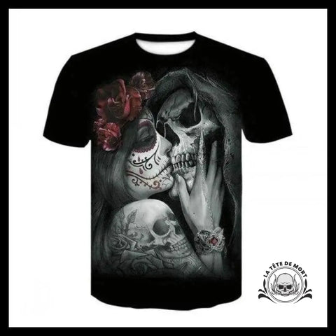 T-shirt Tête de Mort Couple Démoniaque
