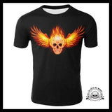 T-shirt Tête de Mort Crâne Ailes feu