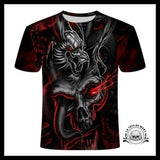 T-shirt Tête de Mort Crâne Dragon