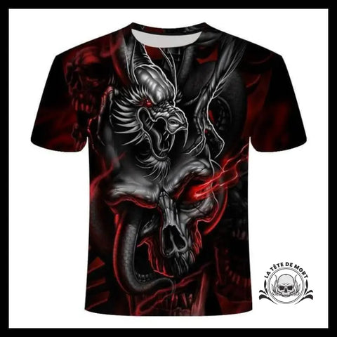 T-shirt Tête de Mort Crâne Dragon