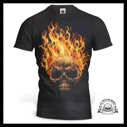 T-Shirt Tête de Mort Enflammée